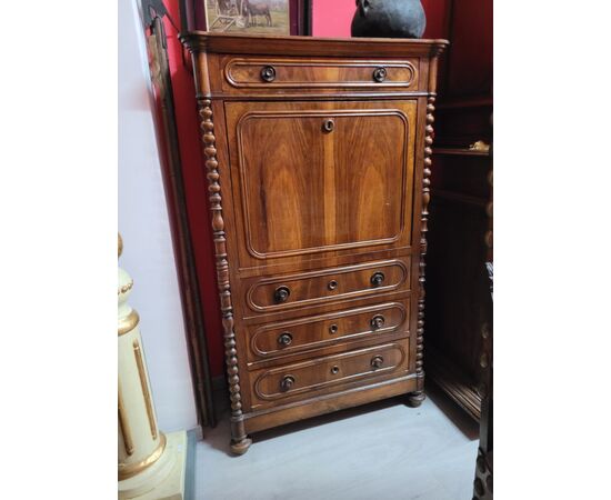 Secretaire con cassaforte in noce Italia '800