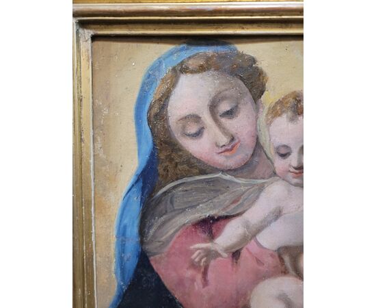 Dipinto Madonna con Bambino Secolo XVIII olio su tela