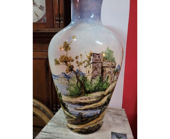 Grande vaso maiolica Scena classica Napoli fine '800 / primi '900