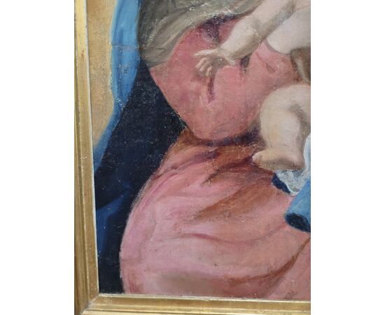 Dipinto Madonna con Bambino Secolo XVIII olio su tela