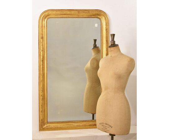 SPECCHIERA  ANTICA DORATA CON FIORI, DORATURA IN FOGLIA  ORO ZECCHINO, SPECCHIO ANTICO LUIGI FILIPPO, XIX SECOLO. (SP180)