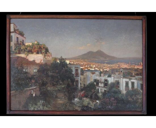 Painting of View of Naples, oil on canvas