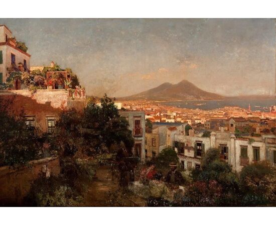 Painting of View of Naples, oil on canvas