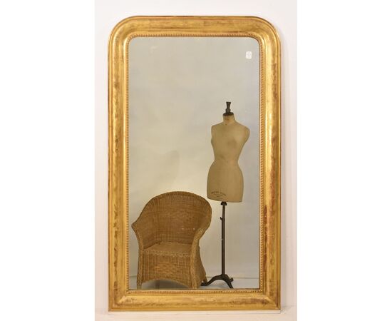 SPECCHIERA  ANTICA DORATA CON FIORI, DORATURA IN FOGLIA  ORO ZECCHINO, SPECCHIO ANTICO LUIGI FILIPPO, XIX SECOLO. (SP180)