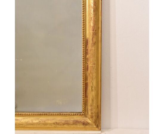 SPECCHIERA  ANTICA DORATA CON FIORI, DORATURA IN FOGLIA  ORO ZECCHINO, SPECCHIO ANTICO LUIGI FILIPPO, XIX SECOLO. (SP180)