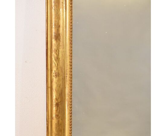 SPECCHIERA  ANTICA DORATA CON FIORI, DORATURA IN FOGLIA  ORO ZECCHINO, SPECCHIO ANTICO LUIGI FILIPPO, XIX SECOLO. (SP180)
