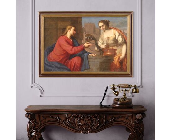 Italian school painting of the 17th century, Jesus and the Samaritan woman at the well ​