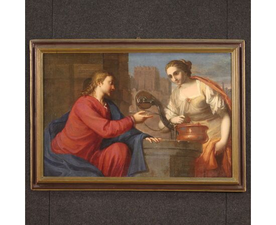 Italian school painting of the 17th century, Jesus and the Samaritan woman at the well ​