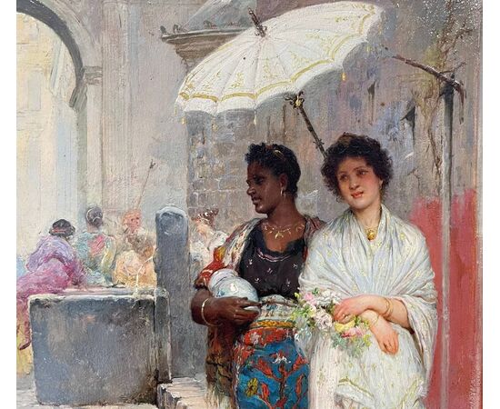 Dipinto di Ettore Forti (XIX-XX secolo) raffigurante "Pompei” 