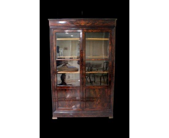 Two-door mahogany display cabinet     