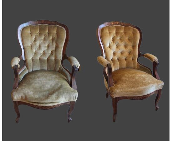 Pair of inlaid rosewood armchairs     