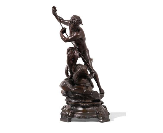 Scultura di Nettuno in Bronzo, Fonditore del XX Secolo, 25x25x52 cm