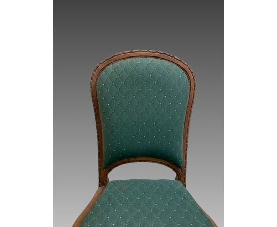 Six chairs with upholstered seats and backs, Louis XVI