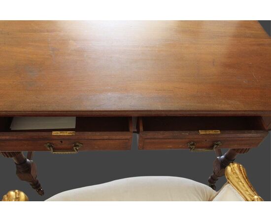 Center table desk with drawers