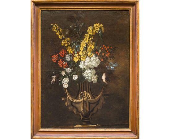 Splendida natura morta con fiori XVII secolo. Olio su tela in buone condizioni.