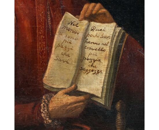 Pittore italiano (XVIII sec.) - Ritratto di gentiluomo con aforismo.