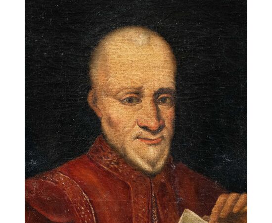 Pittore italiano (XVIII sec.) - Ritratto di gentiluomo con aforismo.