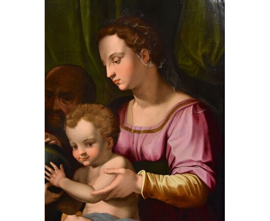 La Sacra Famiglia con San Giovannino, Agnolo di Cosimo detto 'il Bronzino' (Monticelli di Firenze, 1503 - Firenze, 1572)