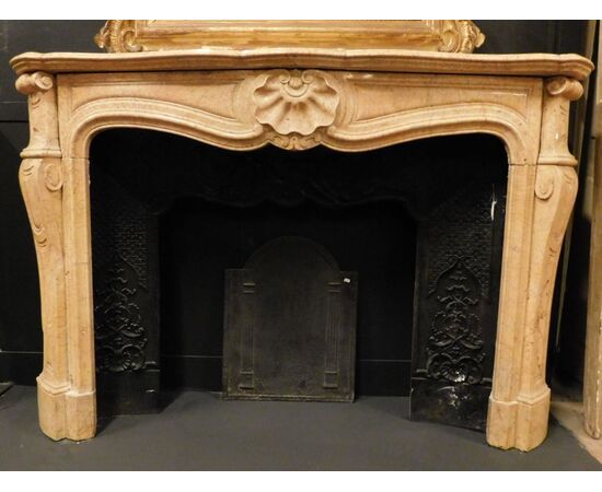 chm481 fireplace in yellow breccia, mis. larg. 159 x H 110 cm, prof. 36 cm