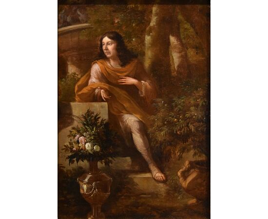 Ritratto di gentiluomo in un giardino, Godfrey Kneller (Lubecca 1646 – Londra 1723) cerchia di 