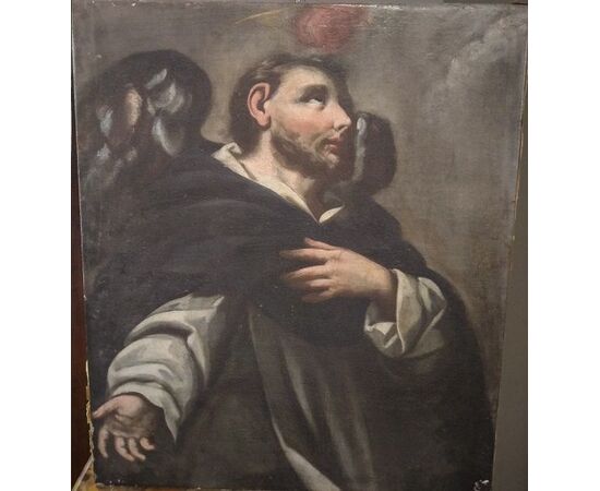 Dipinto olio su tela del 1600 italiano raffigurante San Vincenzo 