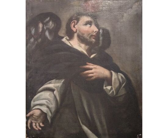 Dipinto olio su tela del 1600 italiano raffigurante San Vincenzo 