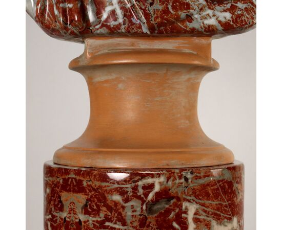 Coppia di Busti di Imperatori e Colonne in Ceramica Tommaso Barbi Italia Anni '70