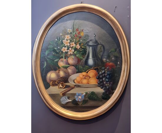 Coppia di dipinti ovali – Nature morte, fine Ottocento