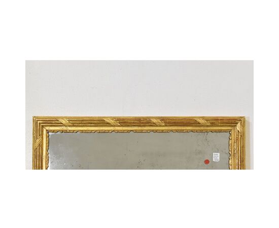 PICCOLA SPECCHIERA  ANTICA RETTANGOLARE, CORNICE IN LEGNO INTAGLIATO DORATA, EPOCA SETTECENTO. (SPR185)
