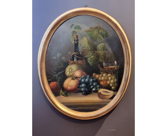 Coppia di dipinti ovali – Nature morte, fine Ottocento