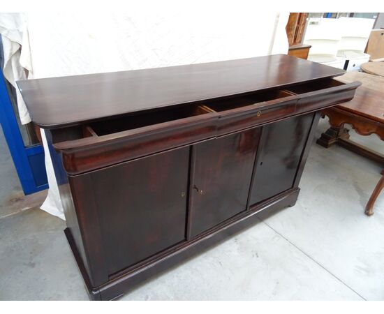 Credenza cappuccina a tre porte in mogano Luigi Filippo 1860 Francese