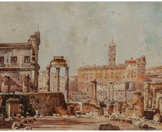 Stefano Donadoni (Somasca, BG, 1844 – Roma, 1911), Veduta del Campidoglio dal Foro