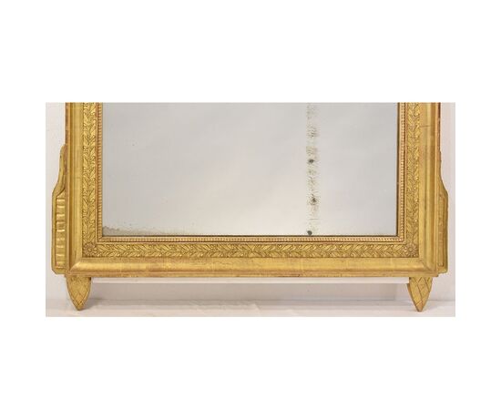 SPECCHIO ANTICO CON UCCELLINI, SPECCHIERA  ANTICA DEL SETTECENTO, CORNICE DORATA IN LEGNO INTAGLIATO. (SPC186)