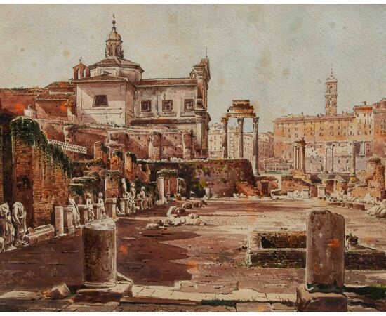 Stefano Donadoni (Somasca, BG, 1844 – Roma, 1911), Veduta del Campidoglio dal Foro