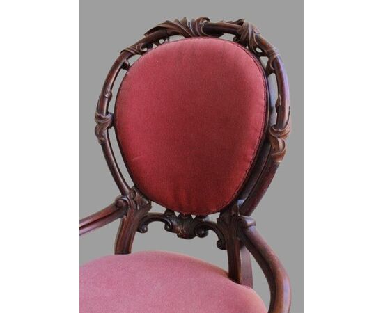 French Pair of armchairs in mahogany, antique armchairs