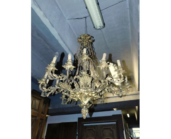 Lamp2 pair of golden bronze chandeliers, mis. diam. 100 xh 70 cm     