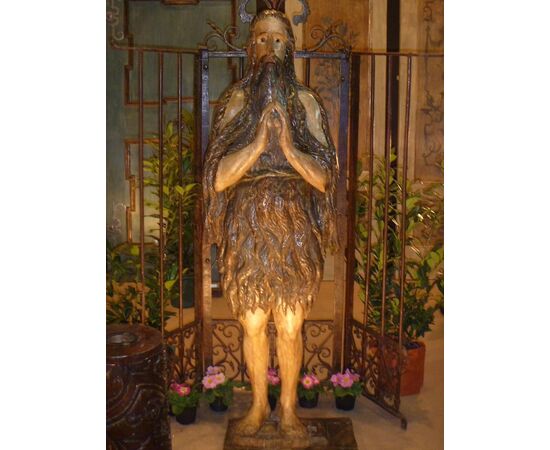 Wooden statue depicting St. Onofrio. Period fifteenth century