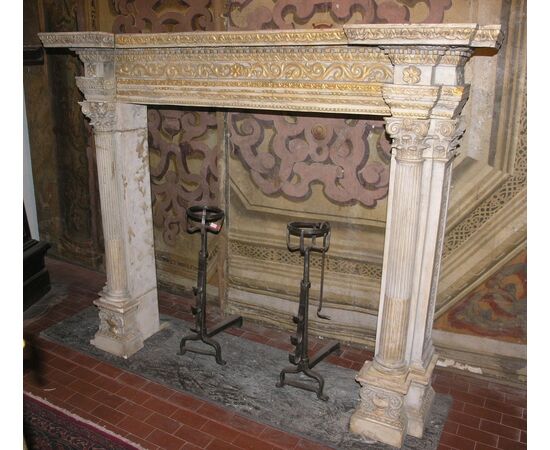 chp240 fireplace terracotta Signa, vintage &#39;800; mis. larg. 183 x H 149 cm, prof. 40 cm floor