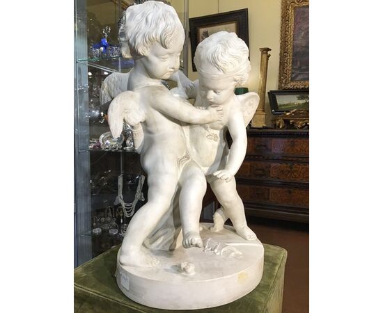 Putti in bisquit firmato PIGALLE h 40 cm