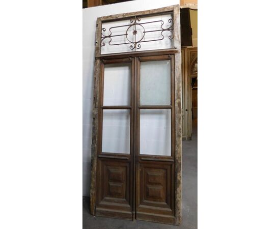 ptci471 glass door in walnut, with frame mis.tot. h 283 x 122 cm     