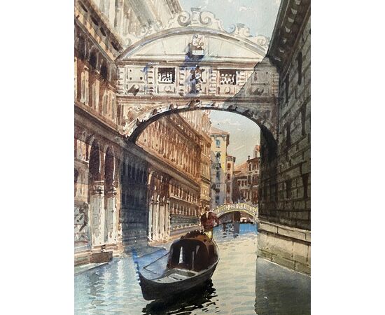 Pair of watercolors depicting Venice signed Biondetti     