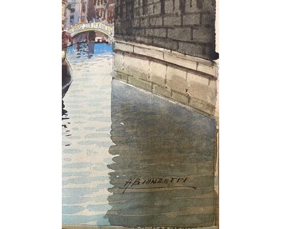 Pair of watercolors depicting Venice signed Biondetti     