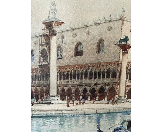 Pair of watercolors depicting Venice signed Biondetti     