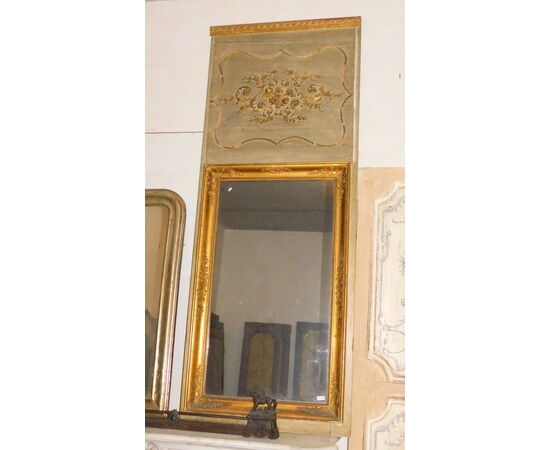 specc131 mirror with raised flower panel, lacquered, mis. h cm 203 x 82     
