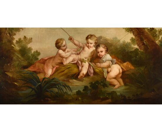 Putti come pescatori, Francois Boucher (Parigi, 1703 - 1770)