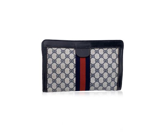 GUCCI Pochette Vintage in Tela Col. Blu Ophidia M