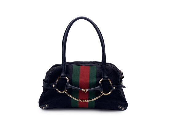 GUCCI Borsa a Mano in Tela Col. Nero Horsebit 1955 Chain M