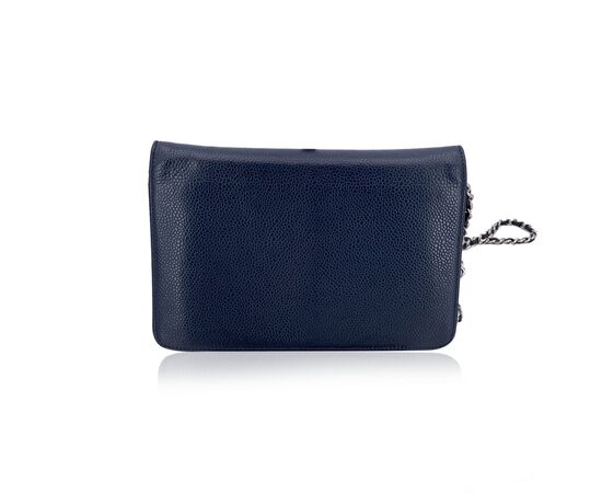 CHANEL Pochette in Pelle Col. Blu Wallet On Chain Double C S