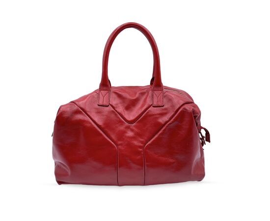 YVES SAINT LAURENT Borsa a Mano in Pelle Lucida Col. Rosso Easy M