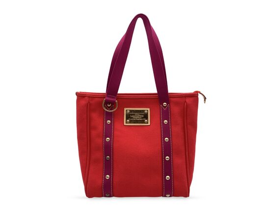 LOUIS VUITTON Borsa Shopper in Tela Col. Rosso Antigua M